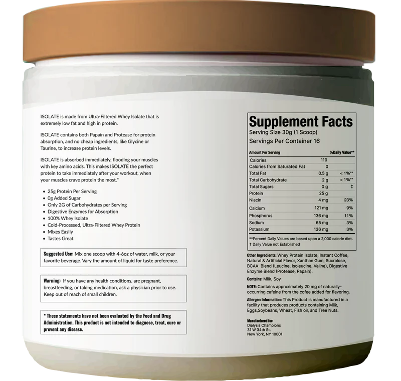Isolate (Cappuccino) Nutrition Facts