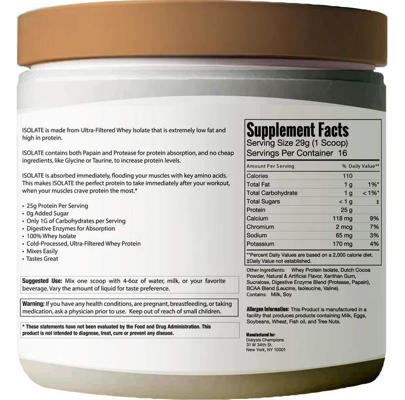 Isolate (Chocolate) Nutrition Facts